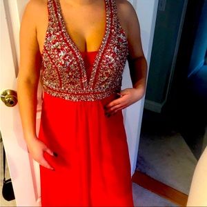 Beautiful like new red evening gown for prom or pageant .. only wore once
